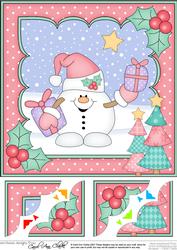 8 x 8 Christmas Snowball Sam's Presents Scalloped Corner Top