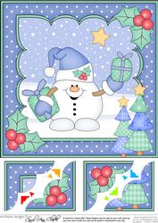 8 x 8 Christmas Snowball Sam's Presents Scalloped Corner Top