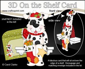 3D on the Shelf Card Kit - Little Christmas Spotty Dog