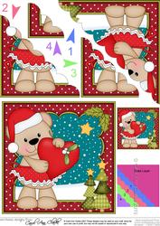 Christmas Livvy Bear's Heart Scallop Corner Topper