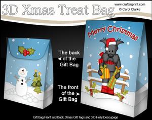 3D Little Christmas Scottie Dog Gift Bag Mini Kit