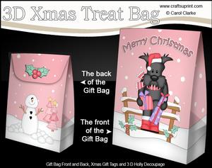 3D Little Christmas Scottie Dog Gift Bag Mini Kit