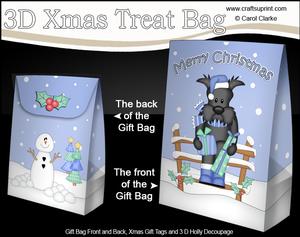 3D Little Christmas Scottie Dog Gift Bag Mini Kit