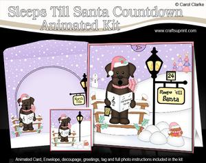 3D Little Christmas Dog Chip Till Santa Countdown Card