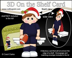 3D on the Shelf Card Kit - Little Christmas Rugby Boy