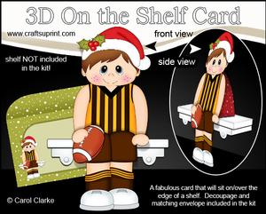 3D on the Shelf Card Kit - Little Christmas Rugby Boy