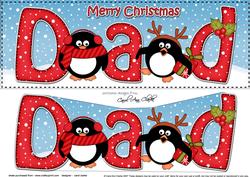 Large Dl Christmas Dad Penguins 3D Decoupage