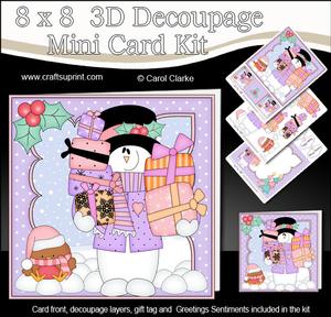 8x8 Christmas Snowman Rio's Presents Mini Kit 3D Decoupage