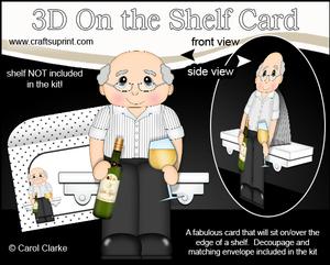 3D on the Shelf Card Kit - Old Man White Wine Drinker Morris
