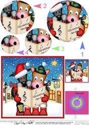 Singing Dog & Horse Merry Carollers Circle Pyramage Topper