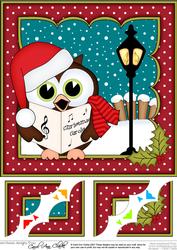 8 x 8 Christmas Carol Singing Little Hoot Owl Corner Stacker
