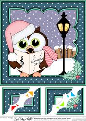 8 x 8 Christmas Carol Singing Little Hoot Owl Corner Stacker