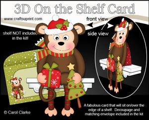 3D on the Shelf Card Kit - Little Christmas Monkey