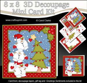 8x8 Christmas Snowball Sam Dressing the Tree 3D Decoupage