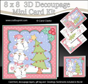 8x8 Christmas Snowball Sam Dressing the Tree 3D Decoupage