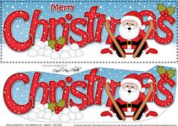 Large Dl Christmas Oops Skiing Santa 3D Decoupage