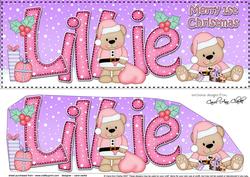 Large Dl 1st Christmas Lillie Livvy Bear 3D Decoupage