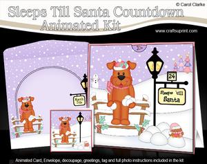 3D Christmas Rusty Dog Sleeps Till Santa Countdown Card