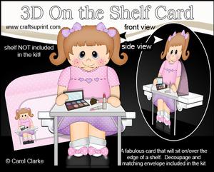 3D on the Shelf Card Kit - Little Make-up Girl Lucy