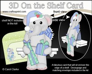 3D on the Shelf Card Kit - Little Christmas Elephant