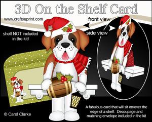 3D on the Shelf Card Kit - Little Christmas St Bernard Dog
