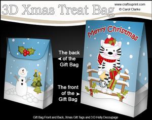 3D Little Christmas Cat Gift Bag Mini Kit