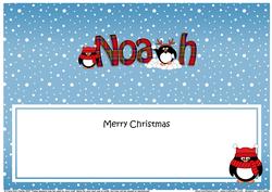 Large Dl Christmas Noah Tartan Penguins Insert