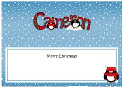 Large Dl Christmas Cameron Tartan Penguins Insert