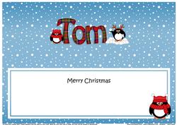 Large Dl Christmas Tom Tartan Penguins Insert
