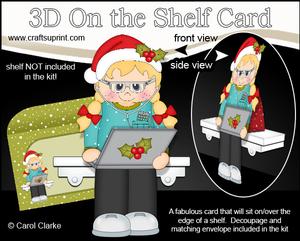 3D on the Shelf Card Kit - Little Christmas Computer Girl