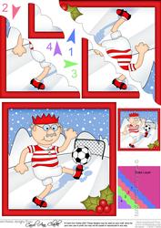 Christmas Bert plays Football Scallop Corner Topper