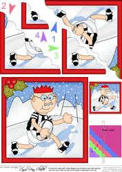 Christmas Bert plays Rugby Scallop Corner Topper