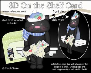 3D on the Shelf Card Kit - Little Christmas Cat Sooty