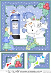 8 x 8 Christmas Snowball Sam Santa Letter Scalloped Corner