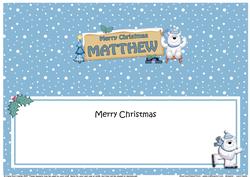 Large Dl Christmas Matthew Polar Bear Signpost Insert