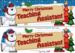 Large Dl Christmas Teaching Assistant Polar Bear Decoupage