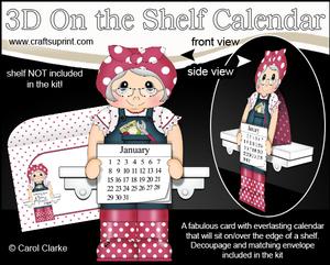 3D on the Shelf Everlasting Calendar - Gardening Old Lady