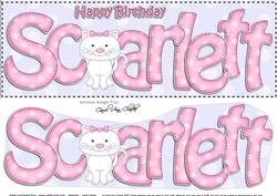 Large Dl Birthday Scarlett Cat Card & 3D Decoupage
