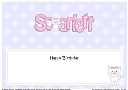 Large Dl Birthday Scarlett Cat Insert