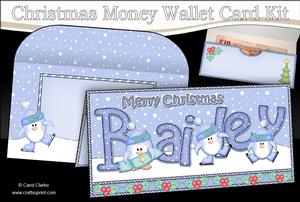 Christmas Bailey Penguins Money or Gift Wallet Card Kit