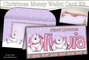 Christmas Olivia Polar Bear Money or Gift Wallet Card Kit