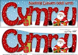 Large Dl Nadolig Llawen Oddi Wrth Cymru Santa 3D Decoupage