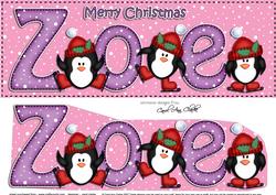 Large Dl Christmas Zoe Penguins 3D Decoupage