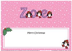 Large Dl Christmas Zoe Penguins Insert