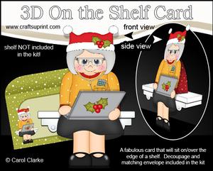 3D on the Shelf Card Kit - Christmas Computer Old Lady