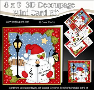 8x8 Christmas Carol Singing Snowball Sam 3D Decoupage