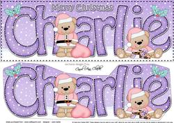Large Dl Christmas Charlie Livvy Bear 3D Decoupage
