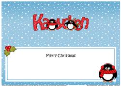 Large Dl Christmas Kayden Penguins Insert