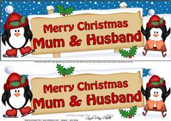 Large Dl Christmas Mum & Husband Penguins 3D Decoupage