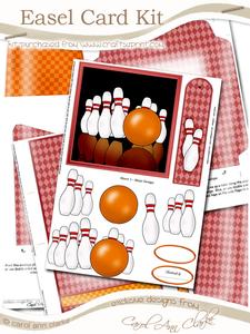 10 Pin Bowling Easel Card Kit with 3D Decoupage